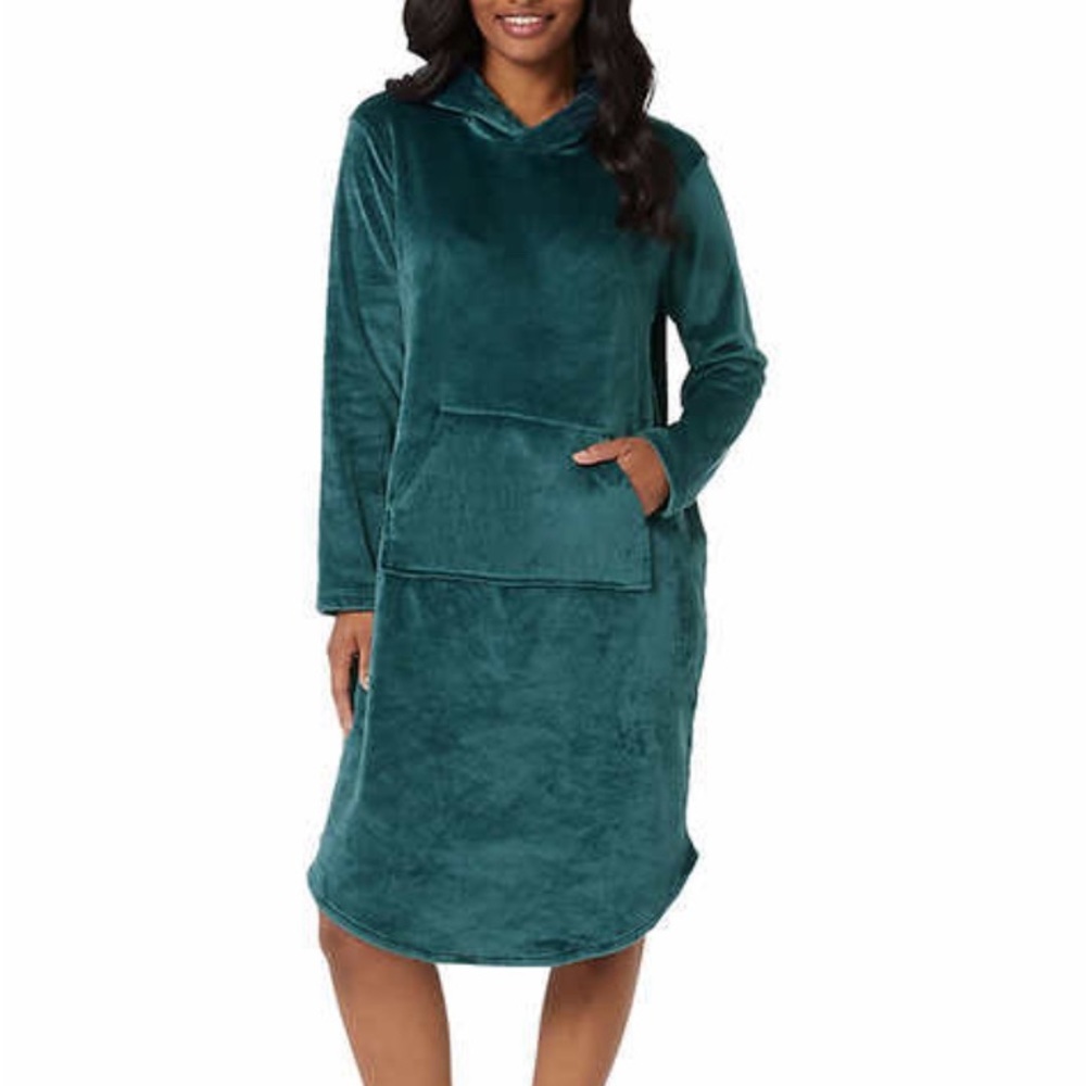Women’s Sleepwear 32 Degrees Ladies Hooded Velour Lounger Peacock Blue S/M, L/XL